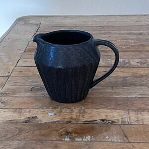 Creative Co-op Stoneware Creamer 5" Tall Matte Black w Reactive Glaze